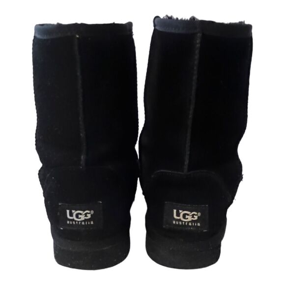 Ugg Classic Short Boot US Sz 7 Black Suede Wool Sheepskin Y2K Bootie Womens - Picture 11 of 16